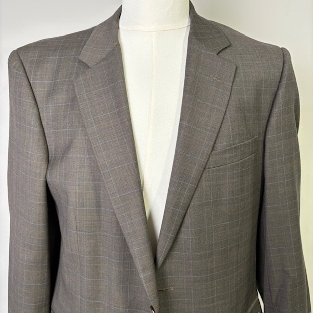 JOS‎ A BANK Men Plaid Wool Sport Coat Blazer Jacket Size L42 Brown Classic Fit